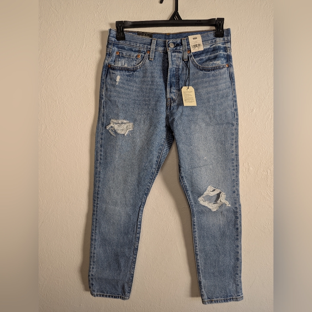 NWT Levi's Premium 501 Distressed Skinny Jeans Women's Size 28x28